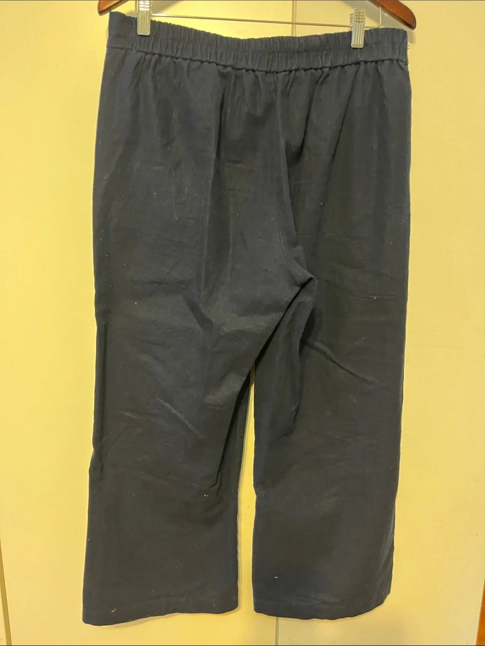 J. Crew Navy  Pull-On linen pants with wide legs .